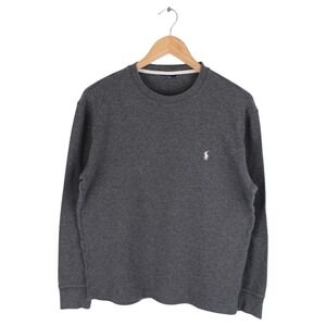 Polo Ralph Lauren Gray Waffle Knit Thermal Shirt Men's Medium Long Sleeve